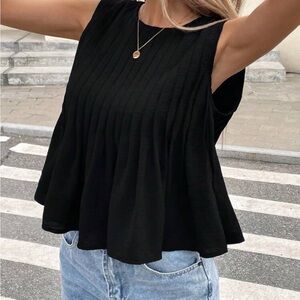 Amazon Black Sleeveless Ribbed Blouse